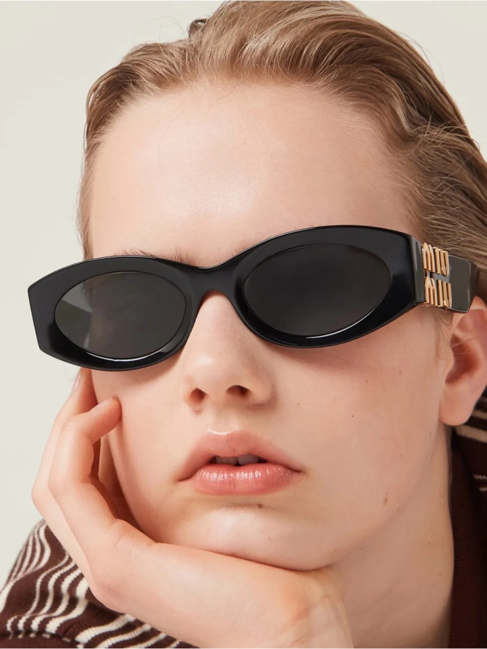 Miu Miu Kids Black Sunglasses with Gold Logo